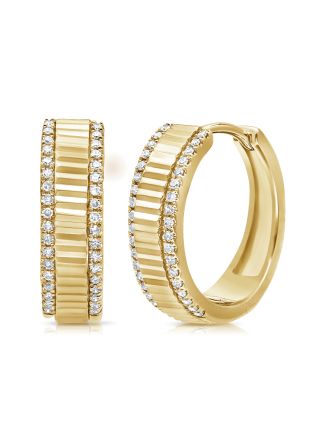 .22CT DIAMOND FLUTED HUGGIE EARRINGS