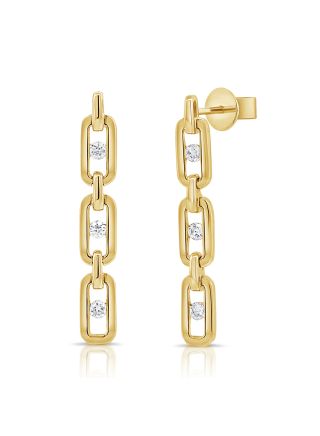 .16CT DIAMOND PAPERCLIP LINK DROP EARRINGS