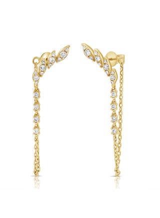 .36CT DIAMOND STUD WITH CHAIN EARRINGS