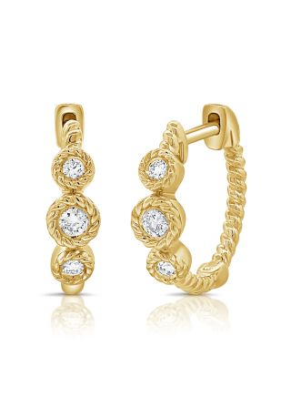 .13CT DIAMOND BEZEL SET HUGGIE EARRINGS