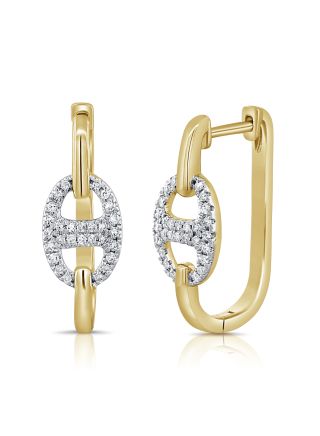 .25CT DIAMOND MARINER LINK HUGGIE EARRINGS