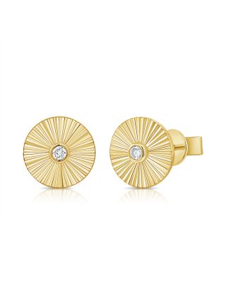 .07CT DIAMOND FLUTED DISC STUD EARRINGS