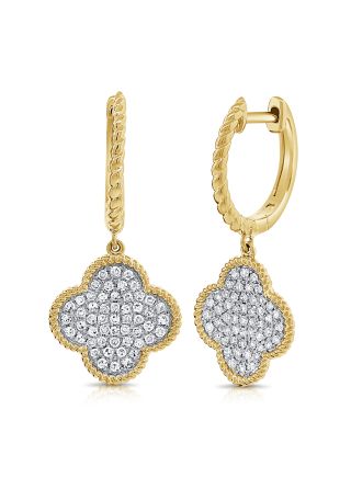 .42CT DIAMOND CLOVER HUGGIE WITH CHARM EARRINGS