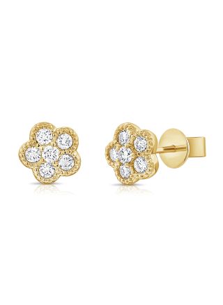0.35CT DIAMOND FLOWER STUD EARRINGS