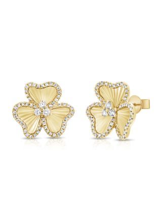 0.45CT DIAMOND FLUTED FLOWER STUD EARRINGS