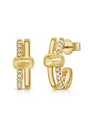 0.08CT DIAMOND CAGE HUGGIE EARRINGS