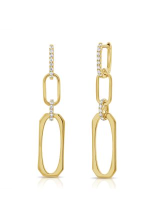 0.41CT DIAMOND PAPERCLIP LINK DROP EARRINGS