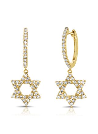 0.66CT ROUND DIAMOND STAR HUGGIE EARRINGS WITH CHARM