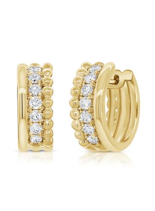 0.54CT DIAMOND BALL HUGGIE EARRINGS