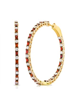 4.94CT RUBY AND DIAMOND CIRCLE HOOP EARRINGS