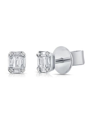.69CT BAGUETTES AND ROUND DIAMOND STUD EARRINGS