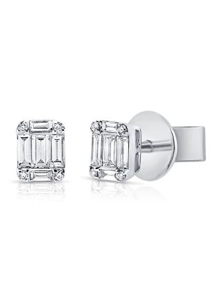 .44CT BAGUETTES AND ROUND DIAMOND STUD EARRINGS