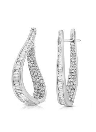3.54CT BAGUETTES AND DIAMOND HOOP EARRINGS