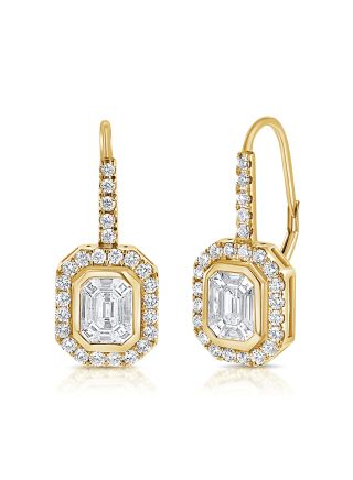 1.84CT PIE CUT AND ROUND SHAPE DIAMOND LEVERBACK EARRING