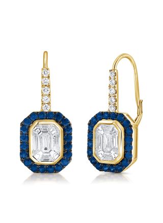 2.86CT SAPPHIRE AND DIAMOND DANGLE EARRINGS