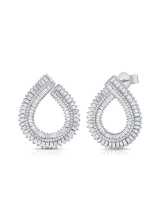 4.12CT BAGUETTES AND ROUND DIAMOND FRONT FACING HOOP EARRINGS