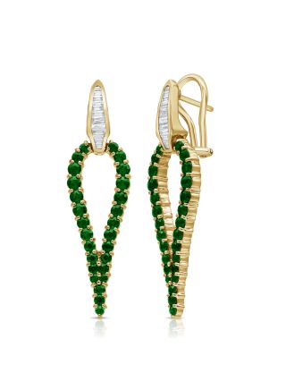 1.98CT EMERALD AND DIAMOND DROP EARRINGS