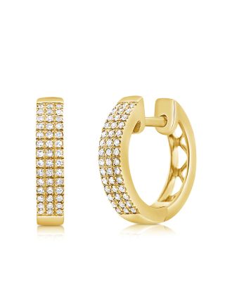 .17CT DIAMOND THREE ROW HUGGIE EARRINGS