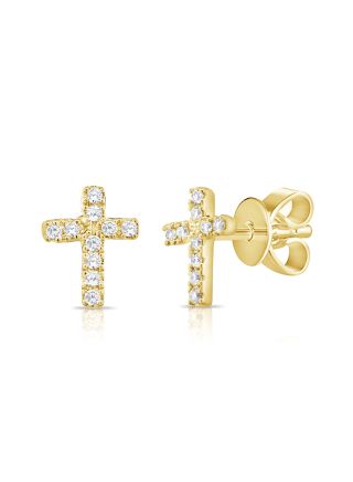 .05CT DIAMOND CROSS STUD EARRINGS