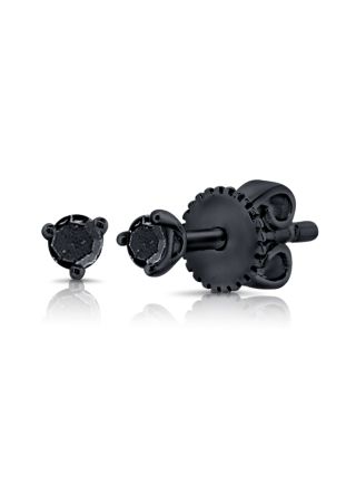 .10CT BLACK DIAMOND SOLITAIRE STUD EARRINGS