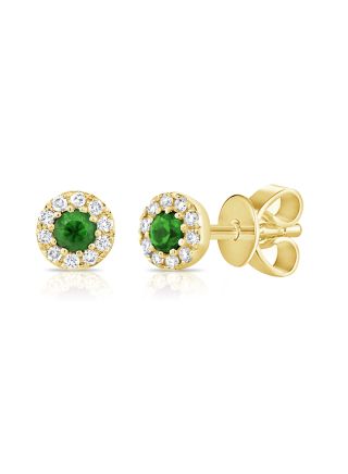 .17CT EMERALD AND DIAMOND STUD EARRINGS