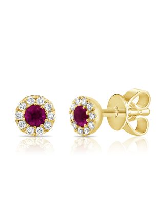 .18CT RUBY AND DIAMOND STUD EARRINGS