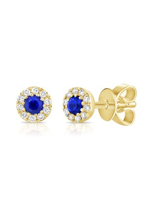 .20CT SAPPHIRE AND DIAMOND STUD EARRINGS