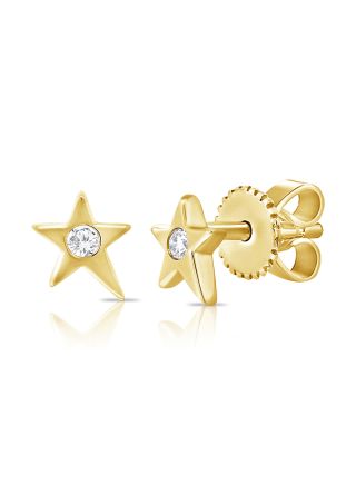 .06CT DIAMOND STAR STUD BEZEL EARRINGS