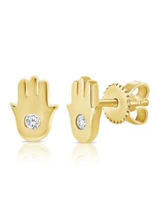 .05CT DIAMOND HAMSA STUD EARRINGS