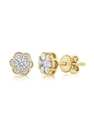 .37CT DIAMOND FLOWER STUD EARRINGS