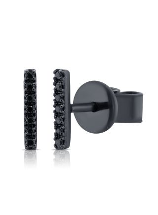 .05CT BLACK DIAMOND BAR STUD EARRINGS