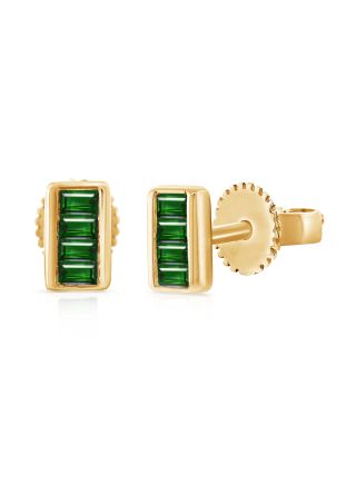 .20CT EMERALD CHANNEL SET  STUD EARRINGS