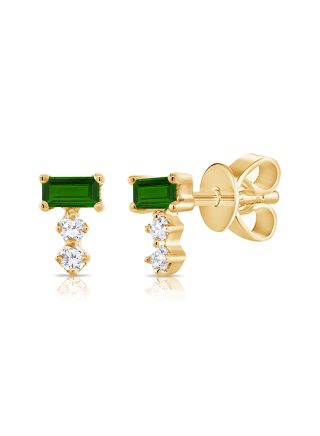 .22CT EMERALD AND DIAMOND STUD EARRINGS