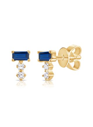 .21CT SAPPHIRE AND DIAMOND STUD EARRINGS