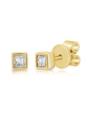 .11CT PRINCESS SHAPE DIAMOND SOLITAIRE STUD EARRINGS