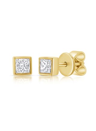 .20CT PRINCESS SHAPE DIAMOND SOLITAIRE STUD EARRINGS
