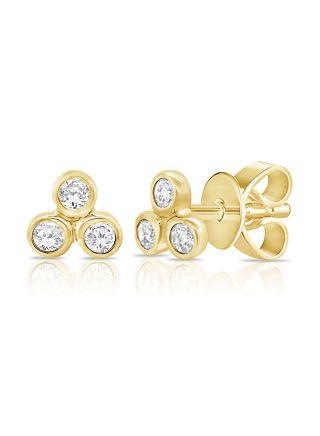 .13CT DIAMOND TRIANGLE BEZEL SET  STUD EARRINGS