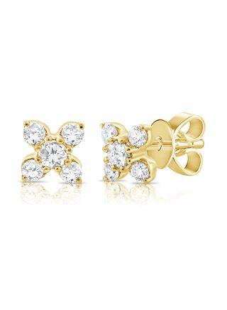 .26CT DIAMOND FLOWER STUD EARRINGS