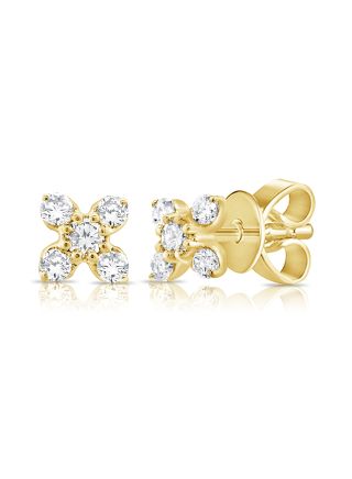 .13CT DIAMOND FLOWER STUD EARRINGS