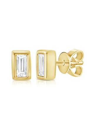 .20CT BAGUETTE DIAMOND SOLITAIRE BEZEL STUD EARRINGS