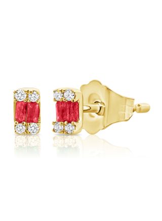 .09CT RUBY AND DIAMOND STUD EARRINGS
