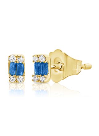 .08CT SAPPHIRE AND DIAMOND STUD EARRINGS