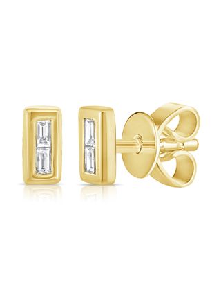 .06CT BAGUETTE DIAMOND CHANNEL SET STUD EARRINGS