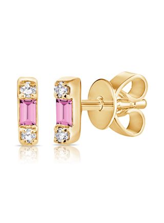 .05CT PINK SAPPHIRE AND DIAMOND STUD EARRINGS