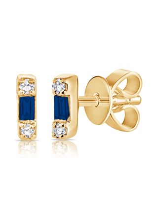 .06CT SAPPHIRE AND DIAMOND STUD EARRINGS
