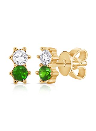 .24CT EMERALD AND DIAMOND STUD EARRINGS