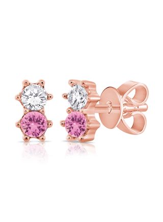 .22CT PINK SAPPHIRE AND DIAMOND STUD EARRINGS