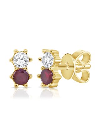 .26CT RUBY AND DIAMOND STUD EARRINGS