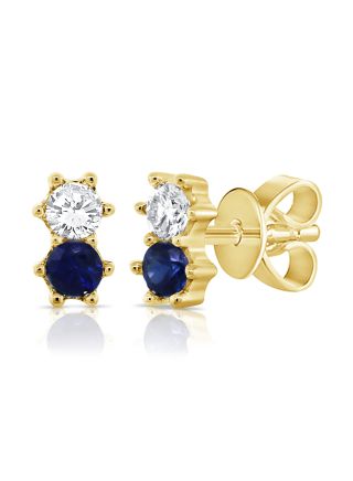 .22CT SAPPHIRE AND DIAMOND STUD EARRINGS