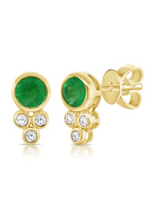 .56CT EMERALD AND DIAMOND STUD EARRINGS
